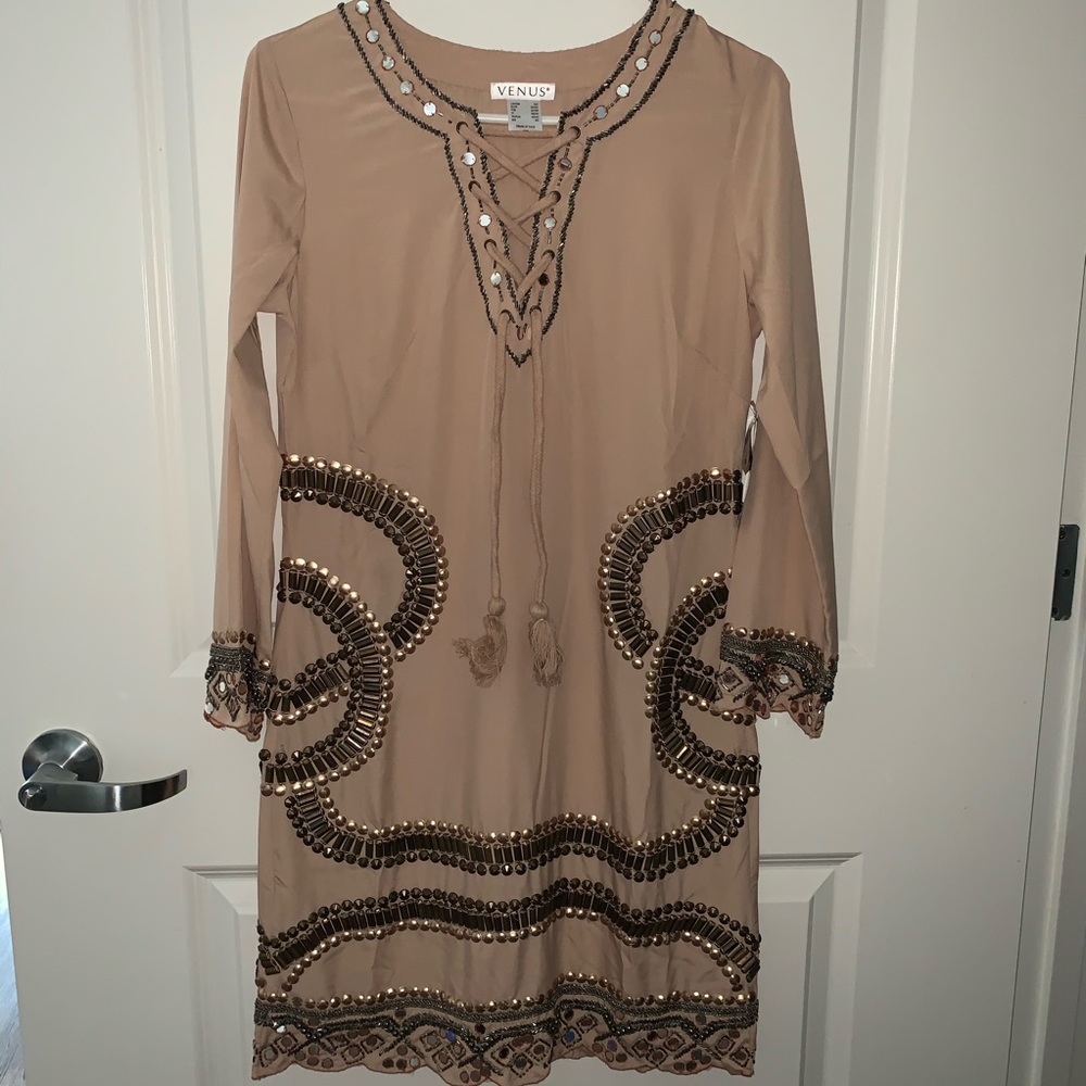 VENUS Pink Beaded Tunic Dress XS